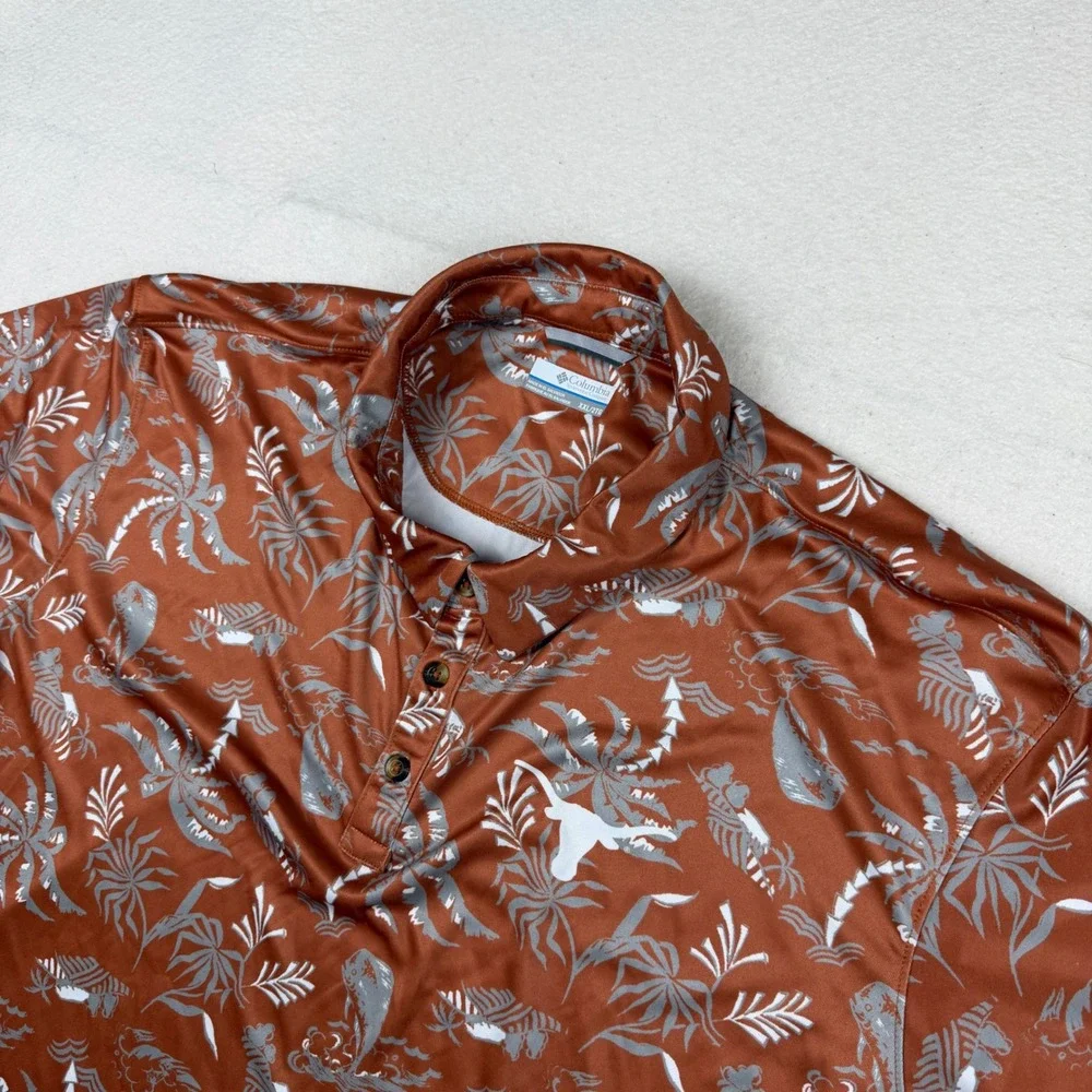 Columbia PFG Texas Longhorns Super Terminal‎ Tackle Polo Orange XXL XM2622-824